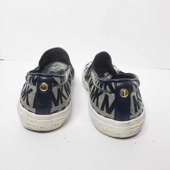 Michael Kors Womens Size 6.5 Keaton Navy Blue Signature Slip On Sneakers - Picture 7 of 9